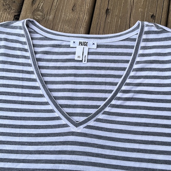 PAIGE Lynnae gray and white striped t-shirt - Picture 3 of 7